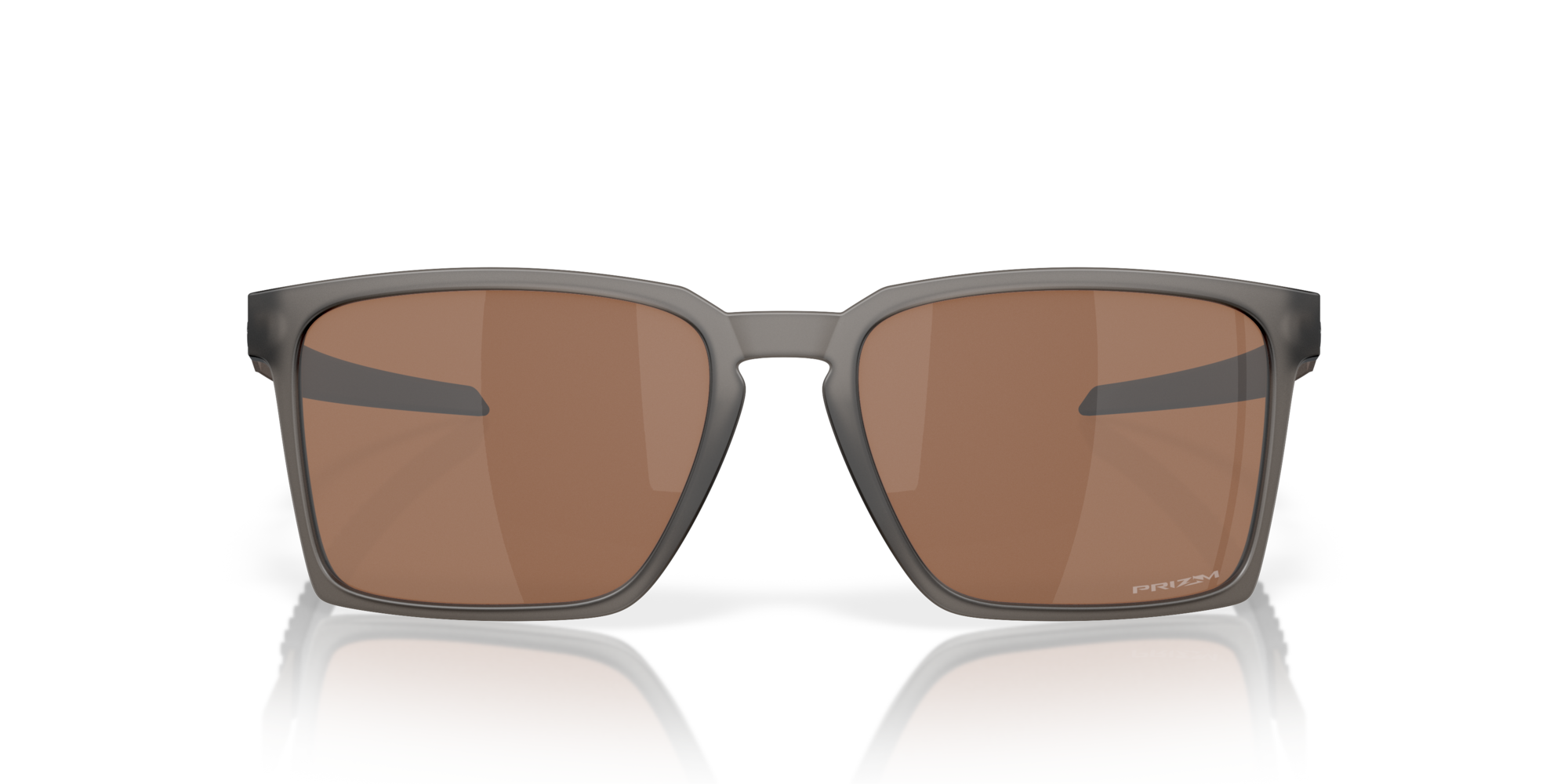 Sunglasses with brown lenses and gray frame on a white background
