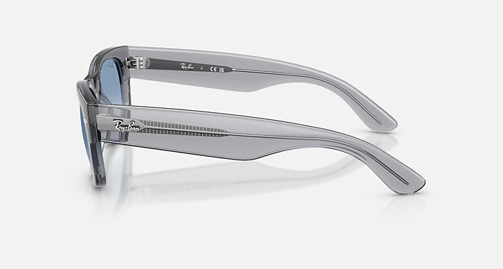 Ray-Ban sunglasses with clear frame on a white background