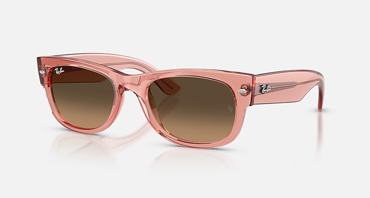 Pink sunglasses with gradient lenses on a white background