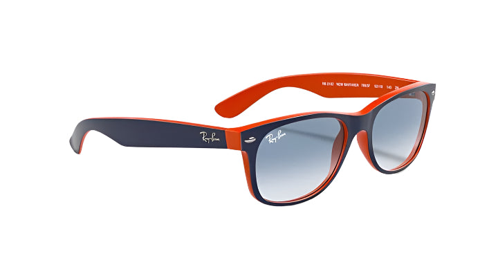 Ray Ban New Wayfarer Color Mix Polished Blue on Orange with Light Blue Gradient lenses 2