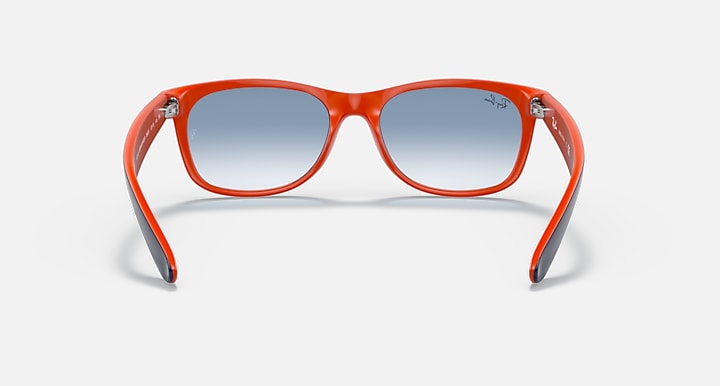 Ray Ban New Wayfarer Color Mix Polished Blue on Orange with Light Blue Gradient lenses 4