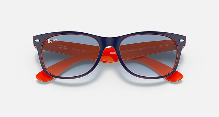 Ray Ban New Wayfarer Color Mix Polished Blue on Orange with Light Blue Gradient lenses 3