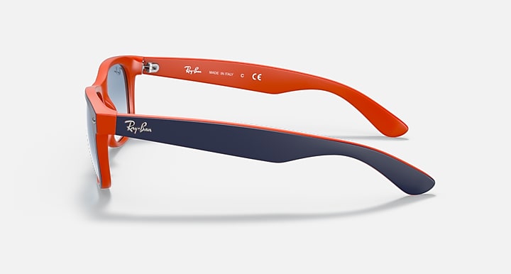 Ray Ban New Wayfarer Color Mix Polished Blue on Orange with Light Blue Gradient lenses 5
