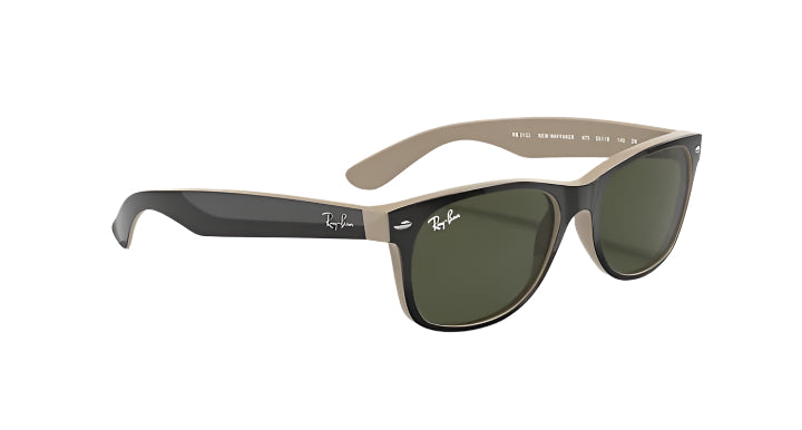 Ray Ban New Wayfarer Color Mix Polished Black Frame with G-15 Green Lenses