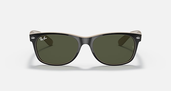 Ray Ban New Wayfarer Color Mix Polished Black Frame with G-15 Green Lenses