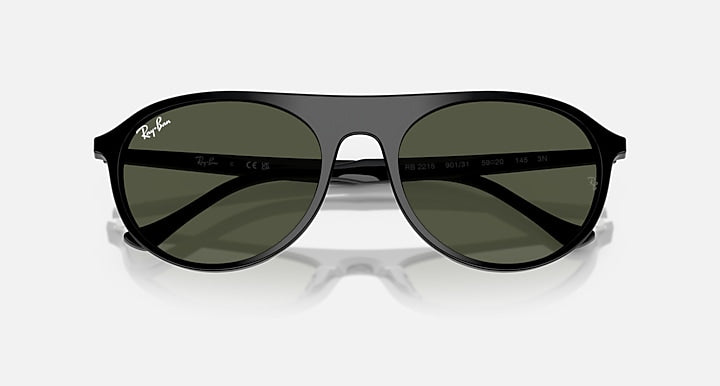 Ray Ban RB2215 Polished Black Frame with Green Lenses 6