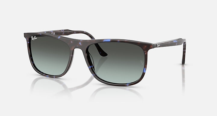 Ray Ban RB2216 Polished Havana Blue Turtle Frame with Blue Vintage Gradient Black Lenses 2