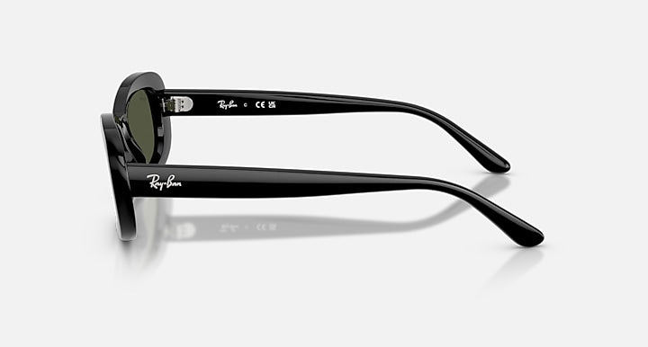 Black Ray-Ban sunglasses on a white background