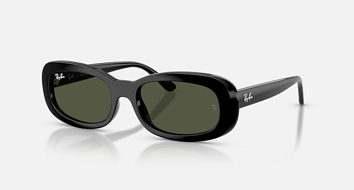 Black sunglasses with a reflective surface on a white background
