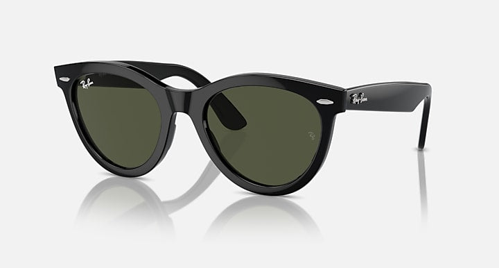 Ray Ban Wayfarer Way Polished Black Frame with Green Lenses 2