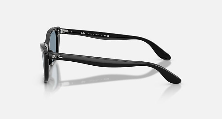 Black Ray-Ban sunglasses on a white background