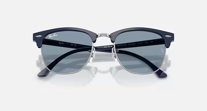 Ray Ban Clubmaster Classic Matte Blue & Gunmetal Frame with Blue Lenses 6
