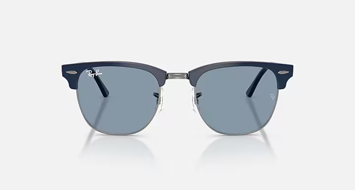 Ray Ban Clubmaster Classic Matte Blue & Gunmetal Frame with Blue Lenses 3