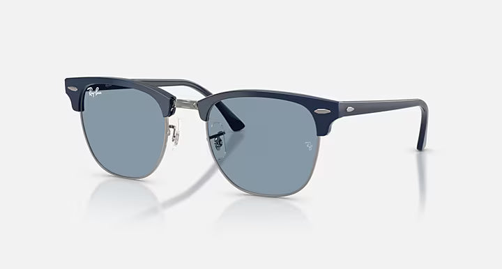 Ray Ban Clubmaster Classic Matte Blue & Gunmetal Frame with Blue Lenses 2