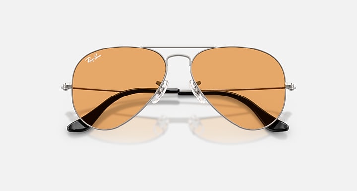 Ray Ban Aviator Classic Summer Capsule Polished Gunmetal with Orange Lenses 2