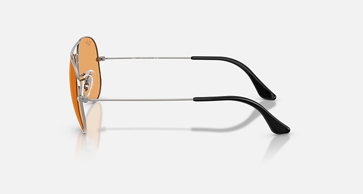 Ray Ban Aviator Classic Summer Capsule Polished Gunmetal with Orange Lenses 4