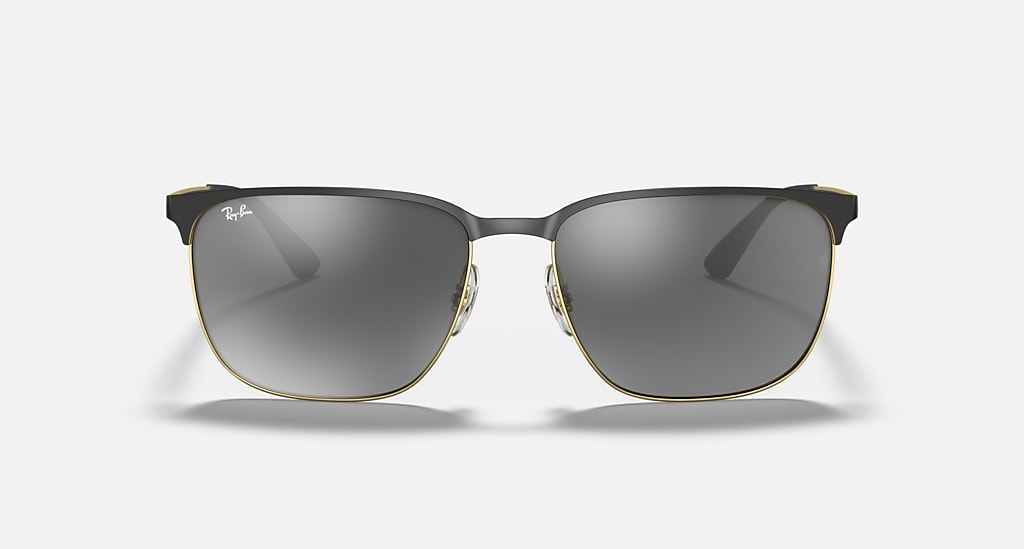 Ray Ban RB3569 Polished Black on Gold Grey Mirror Silver Gradient 2