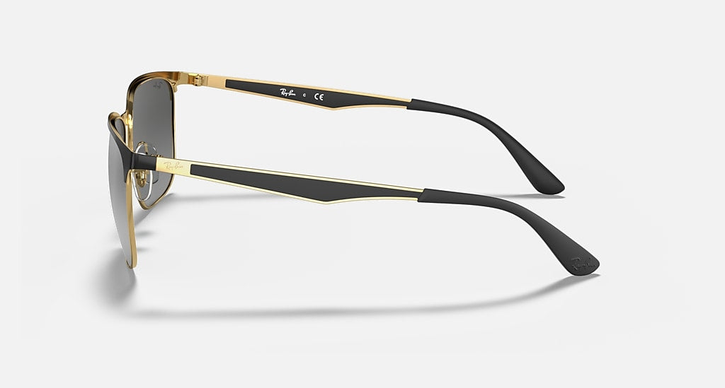 Ray Ban RB3569 Polished Black on Gold Grey Mirror Silver Gradient 4