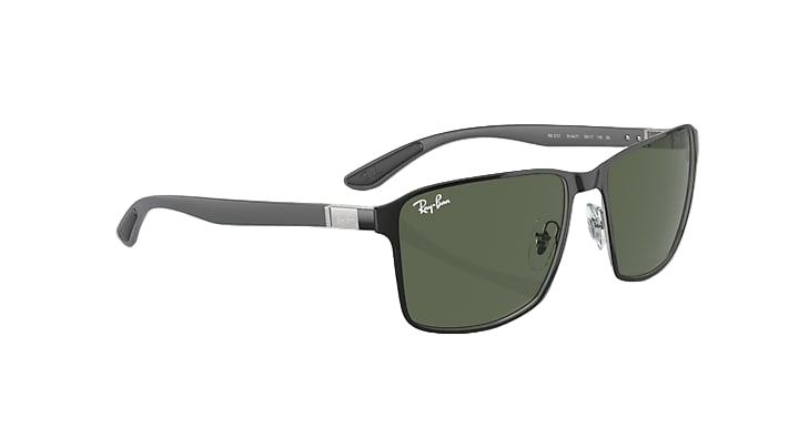 Ray Ban RB3721 Polished Black on Silver Frame with Dark Green Lenses 2