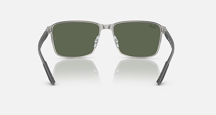 Ray Ban RB3721 Polished Black on Silver Frame with Dark Green Lenses 5