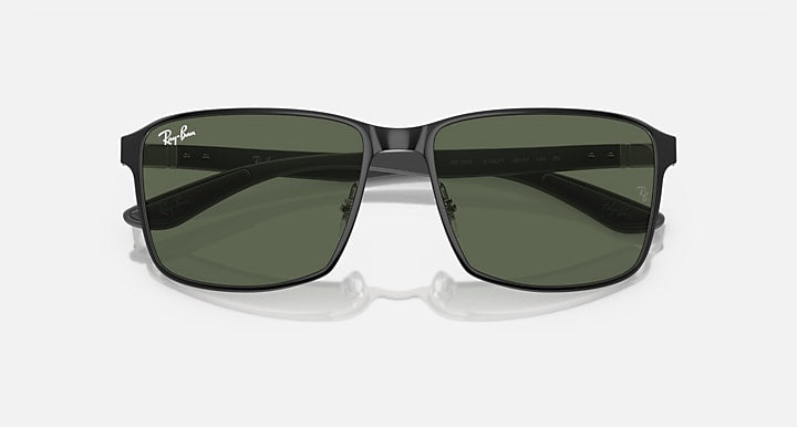 Ray Ban RB3721 Polished Black on Silver Frame with Dark Green Lenses 6