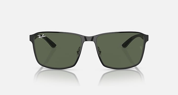 Ray Ban RB3721 Polished Black on Silver Frame with Dark Green Lenses 3