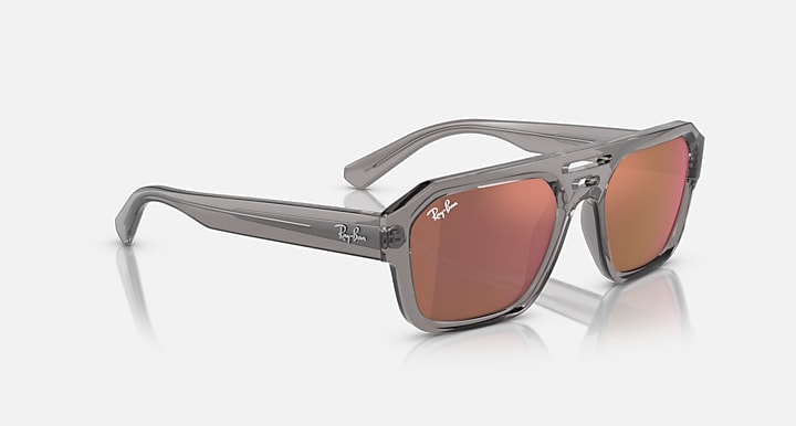 Ray Ban Corrigan Bio-Based Polished Transparent Grey with Dark Violet Red Lenses 2