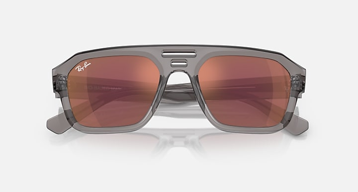 Ray Ban Corrigan Bio-Based Polished Transparent Grey with Dark Violet Red Lenses 3
