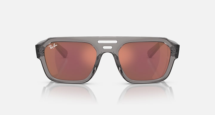 Ray Ban Corrigan Bio-Based Polished Transparent Grey with Dark Violet Red Lenses 6