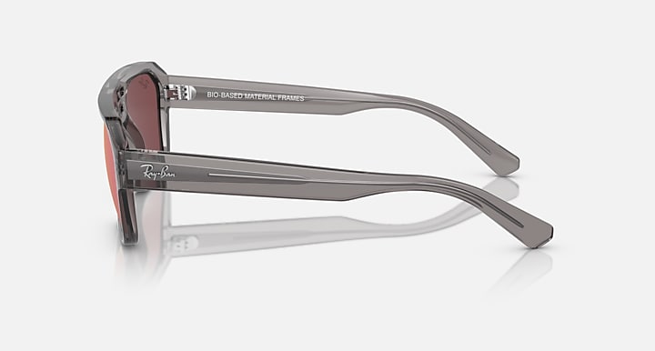Ray Ban Corrigan Bio-Based Polished Transparent Grey with Dark Violet Red Lenses 5