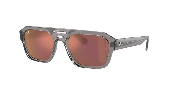 Ray Ban Corrigan Bio-Based Polished Transparent Grey with Dark Violet Red Lenses 1