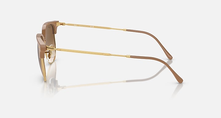 Ray Ban New Clubmaster Polished Beige On Gold with Light Brown Lenses 4