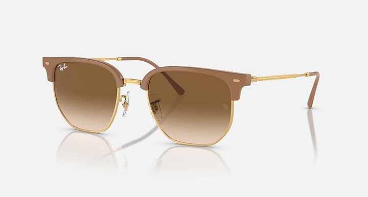 Ray Ban New Clubmaster Polished Beige On Gold with Light Brown Lenses 2
