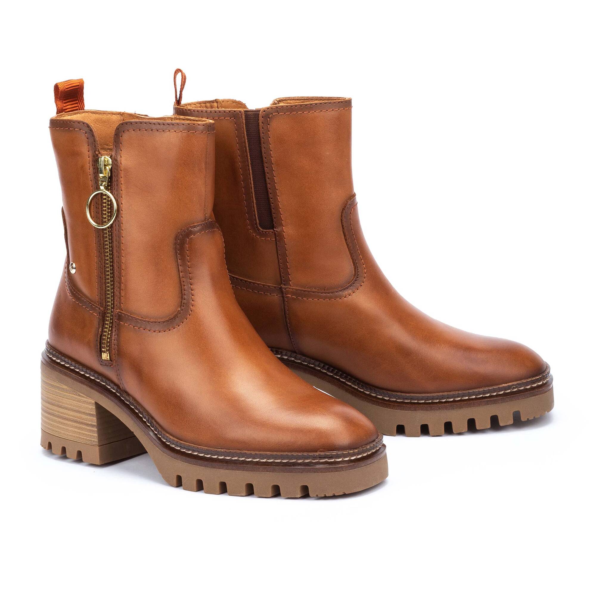 Women's Pikolinos Valladolid Ankle Boots with Mi-Heel and Studded Treads