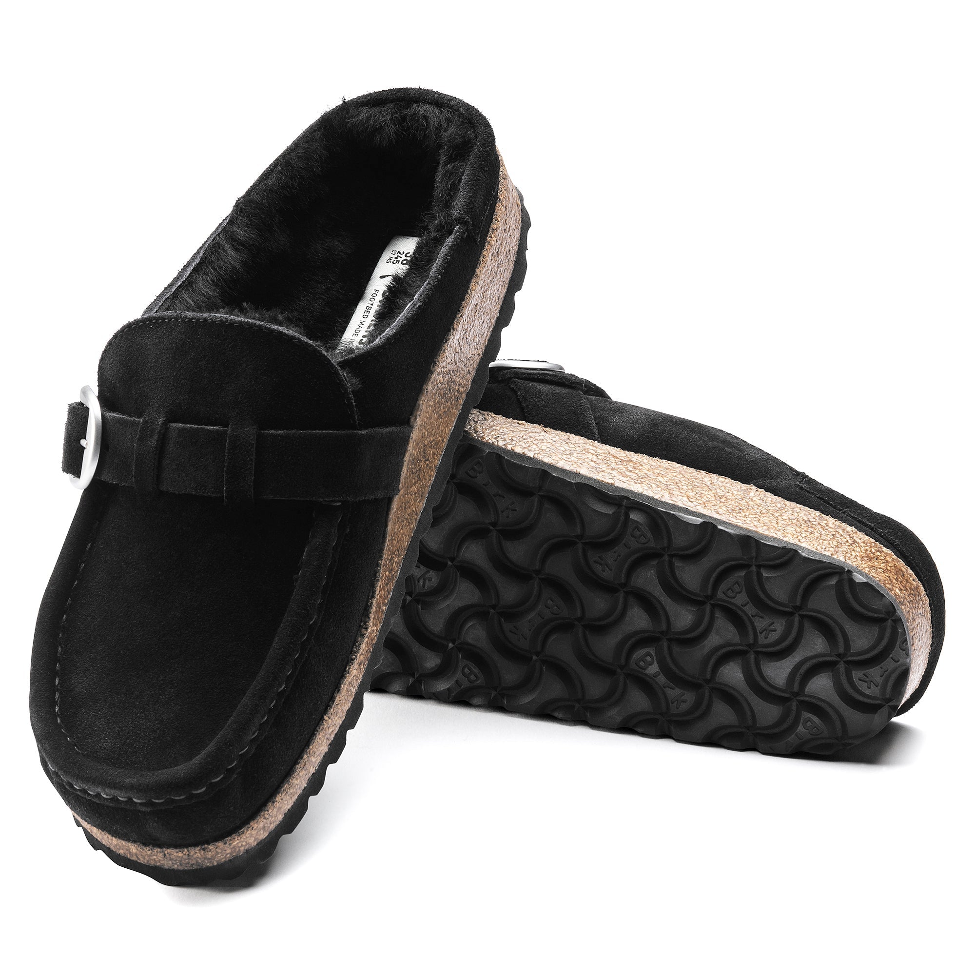 Birkenstock Buckley Slip fashion On Clog Mules Black Suede Leather