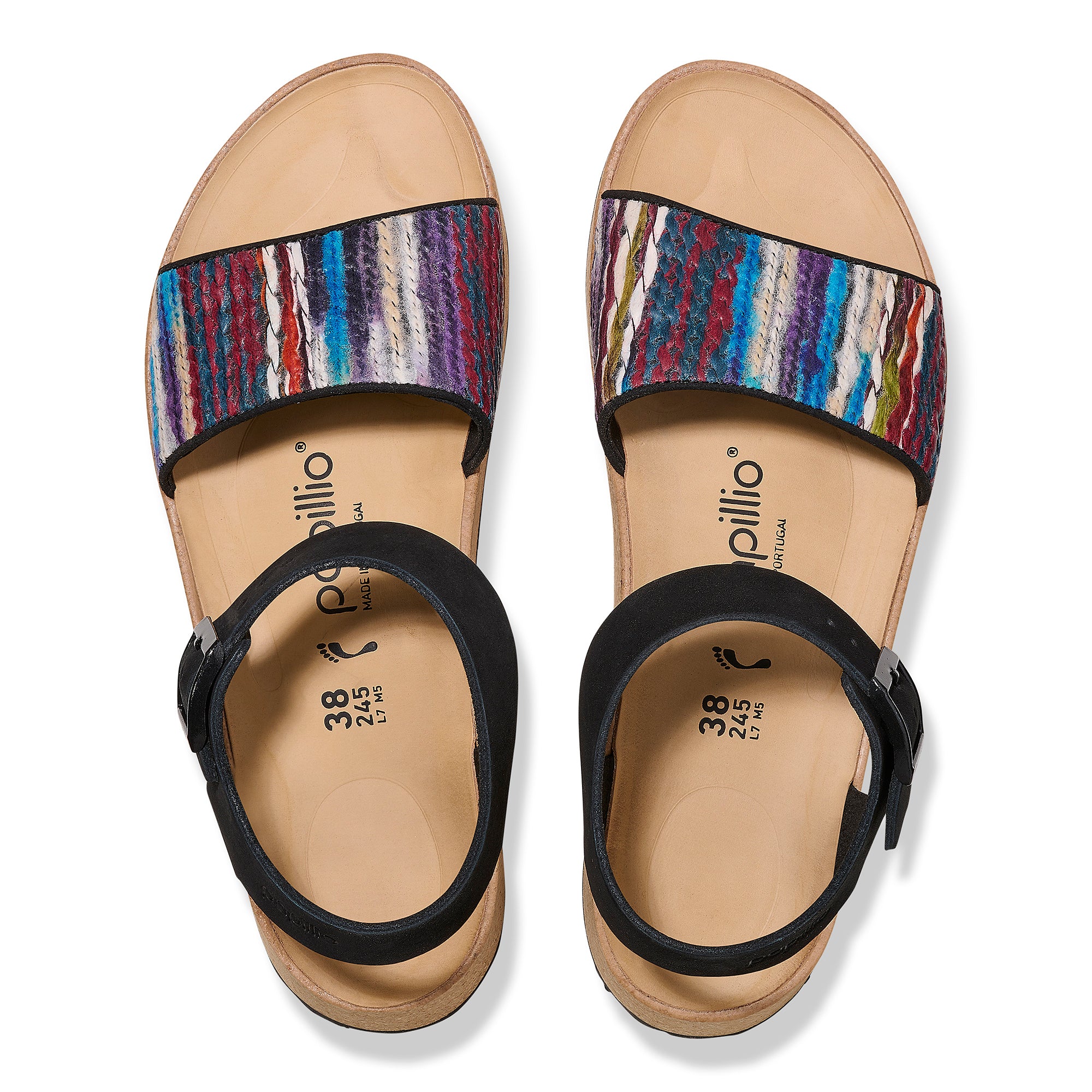 Women's Birkenstock Papillio Glenda Wool Color: Multi Yarn Turquoise