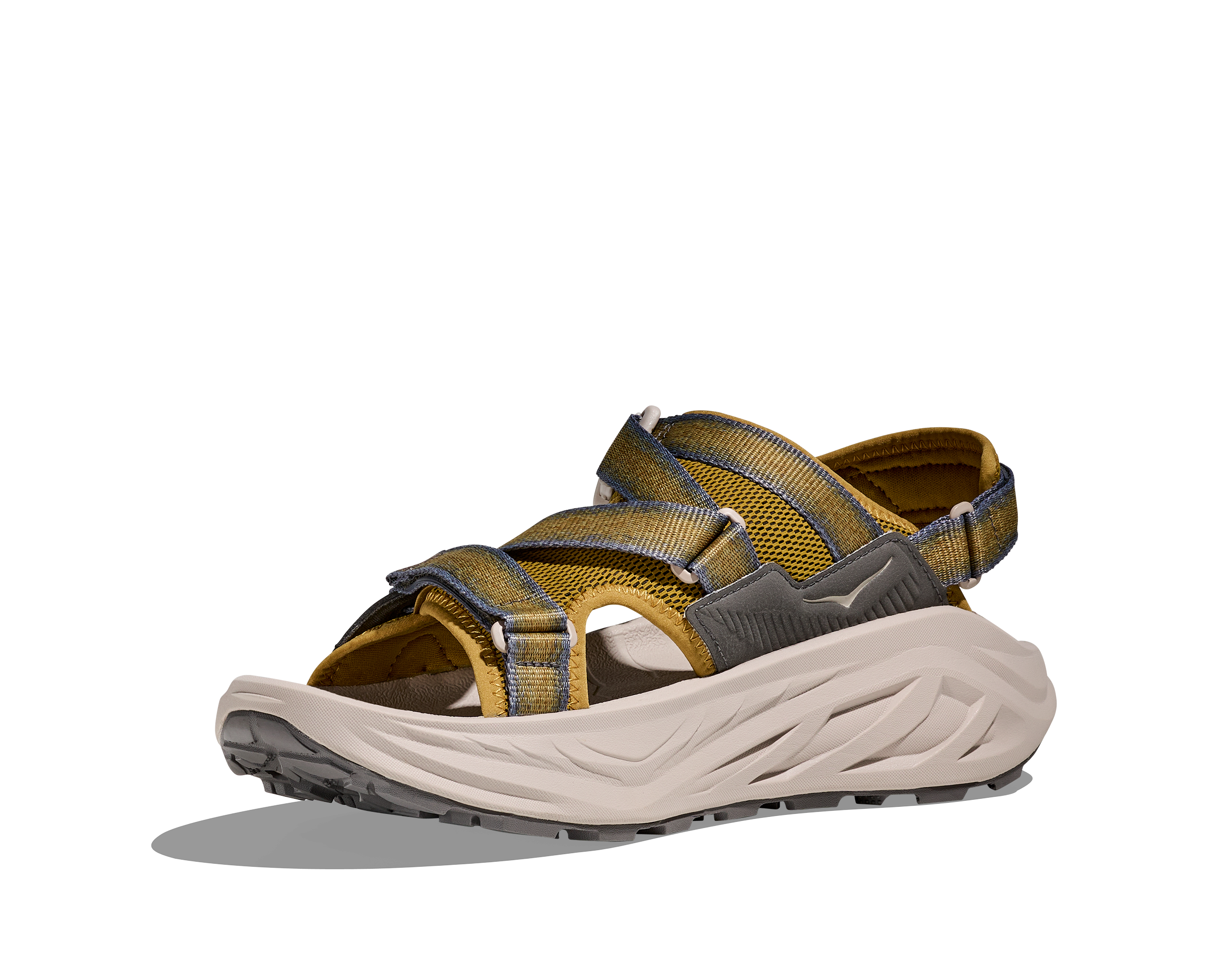 Yellow and gray sandal on a white background