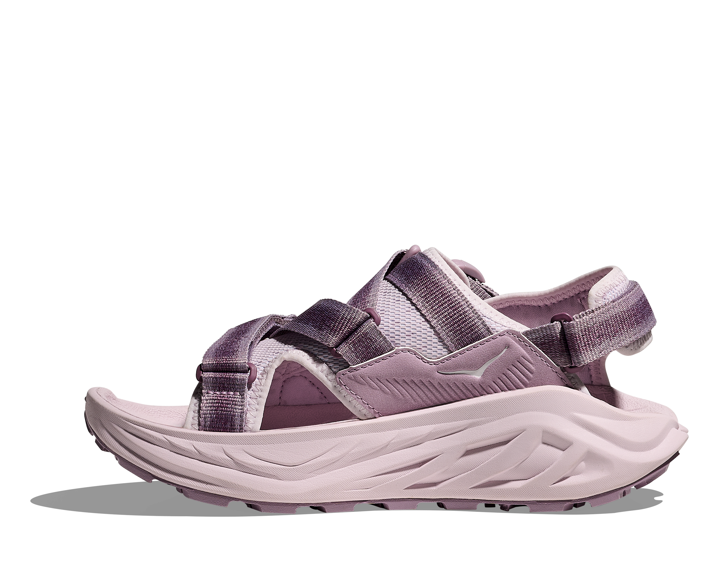 Purple sandal with white sole on a white background