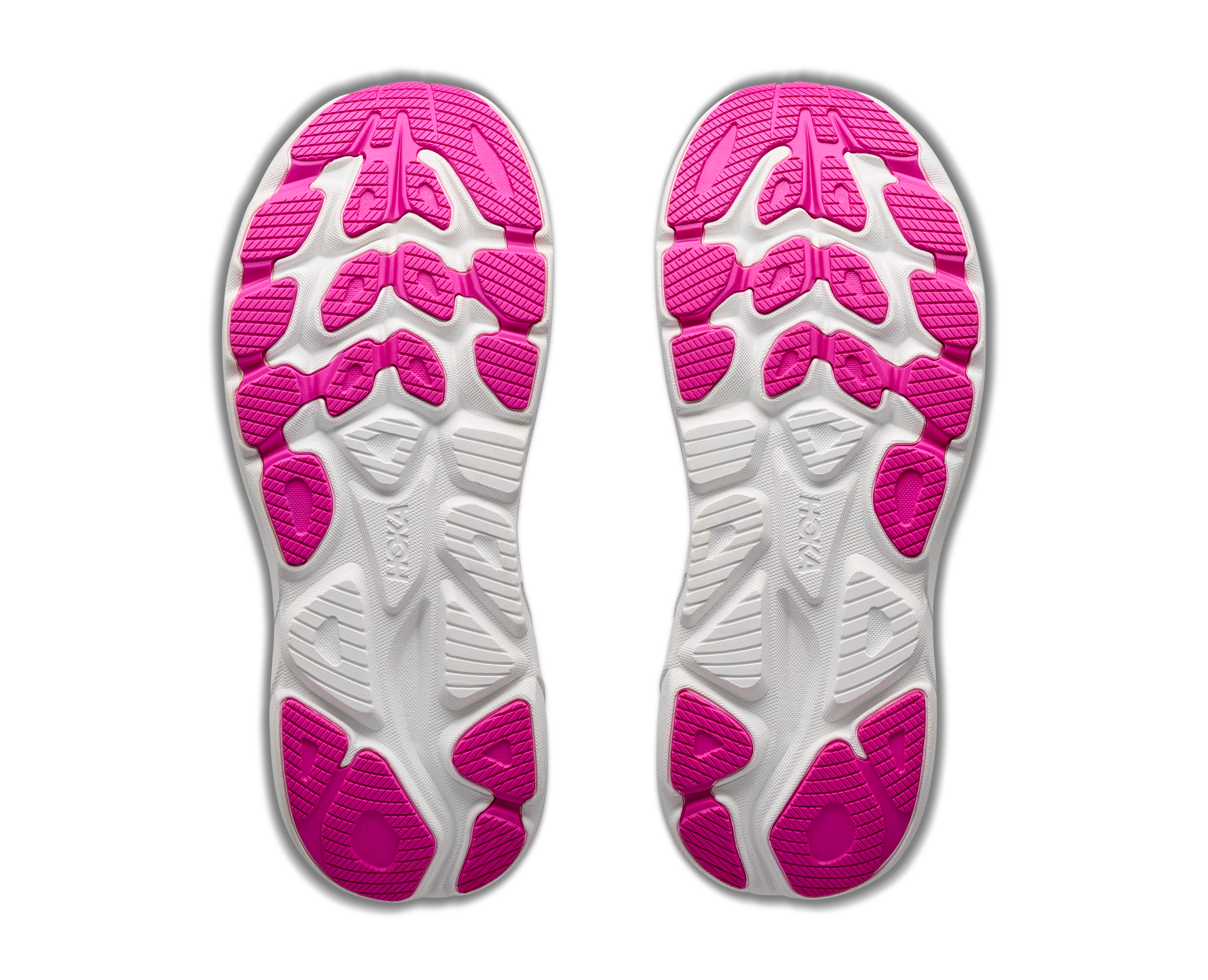 White and pink sole of a shoe on a white background