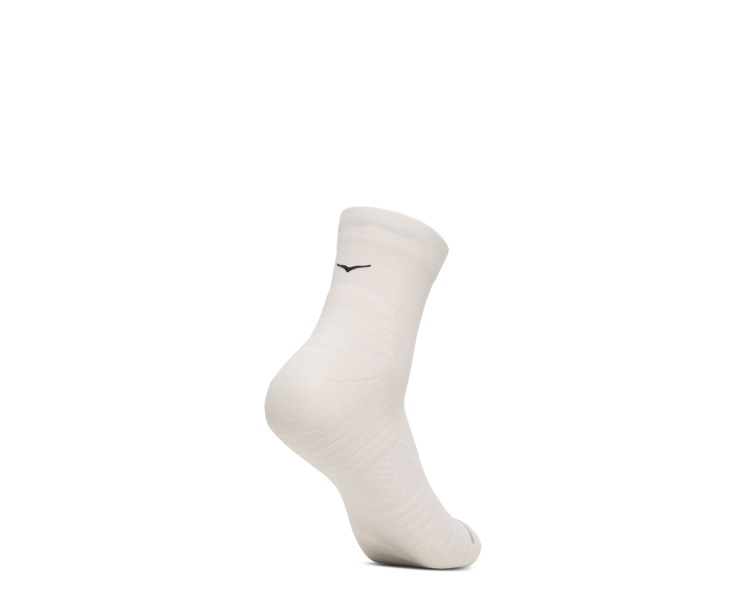 A single off-white athletic crew sock shown from the side profile on a clean white background, featuring a small black logo near the cuff.