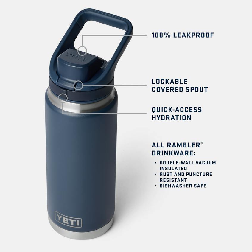 Yeti Rambler 26 OZ Water Bottle With Color Matched Flip Chug Cap 3