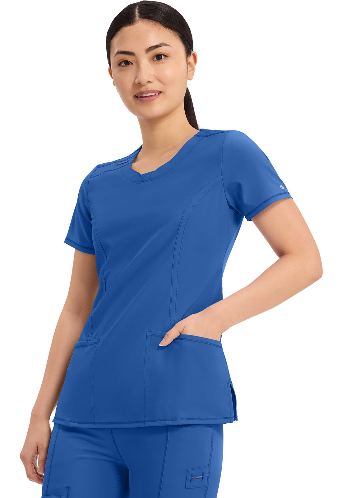 Cherokee Split Round Neck Solid Scrub Top Women's 28