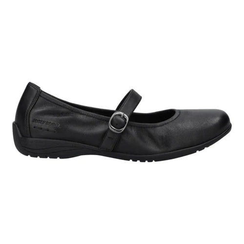 Black flat shoe on a white background