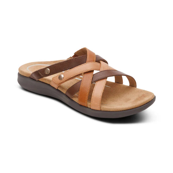 Brown and beige sandal on a white background
