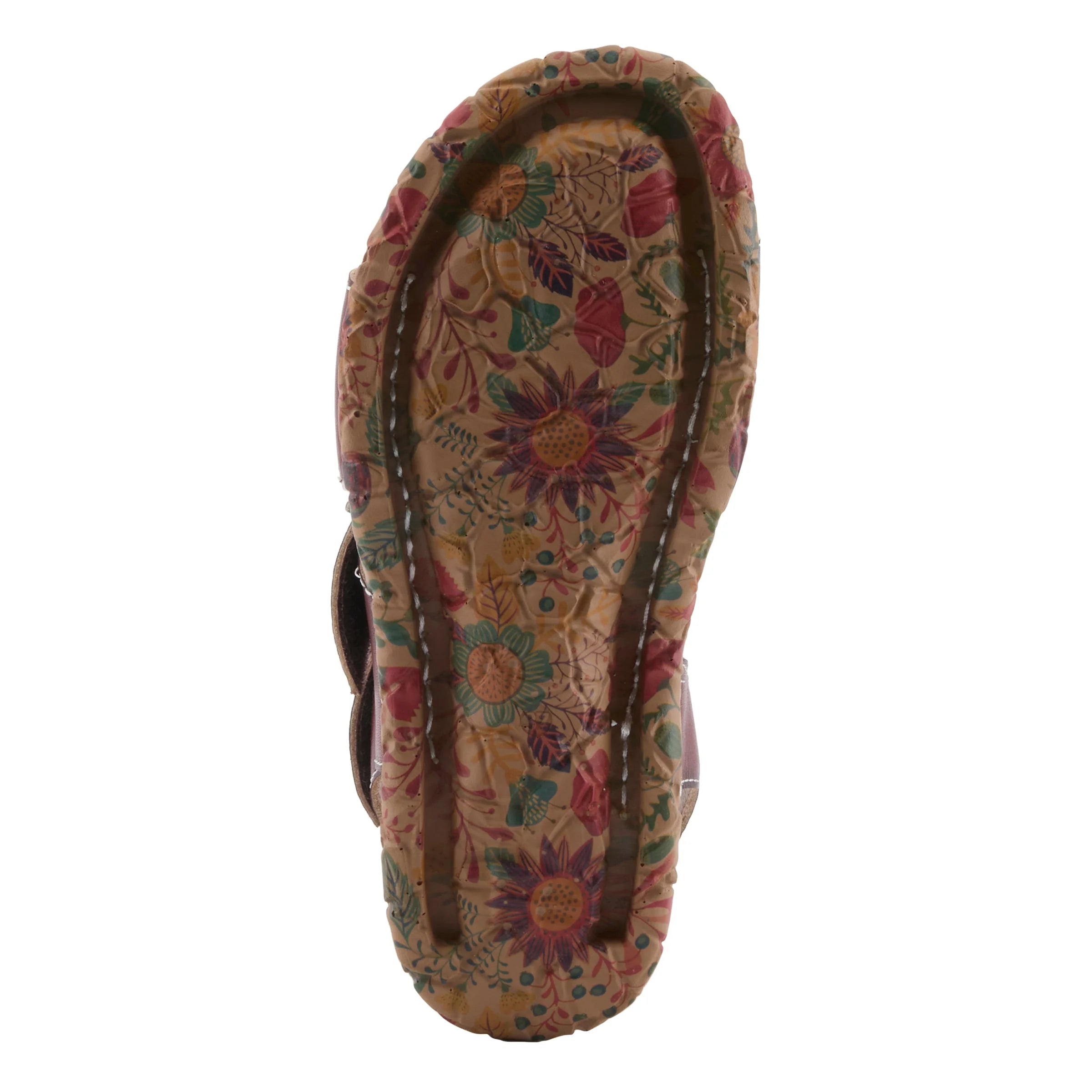 Floral patterned sandal on a white background