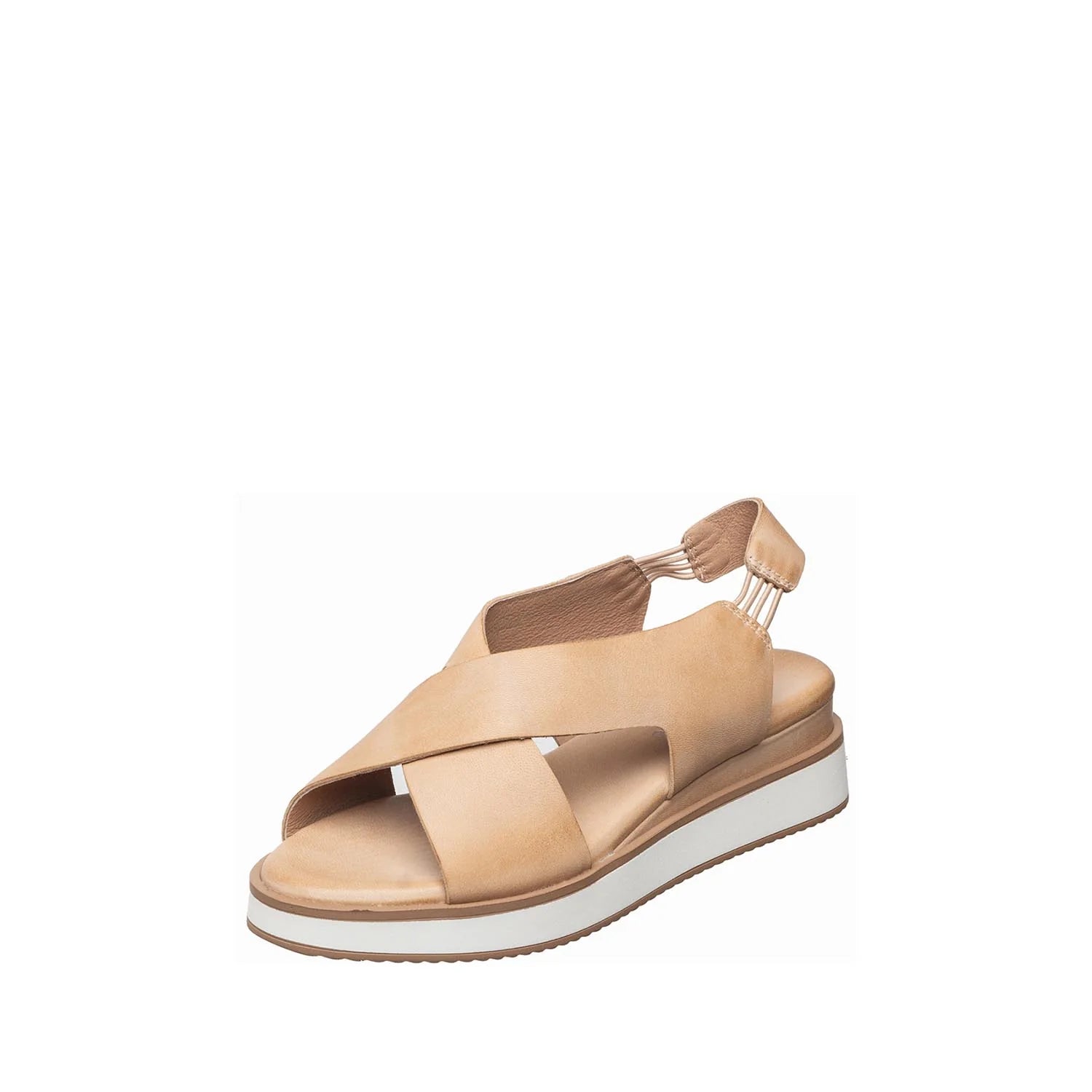Beige sandal with a white sole on a white background