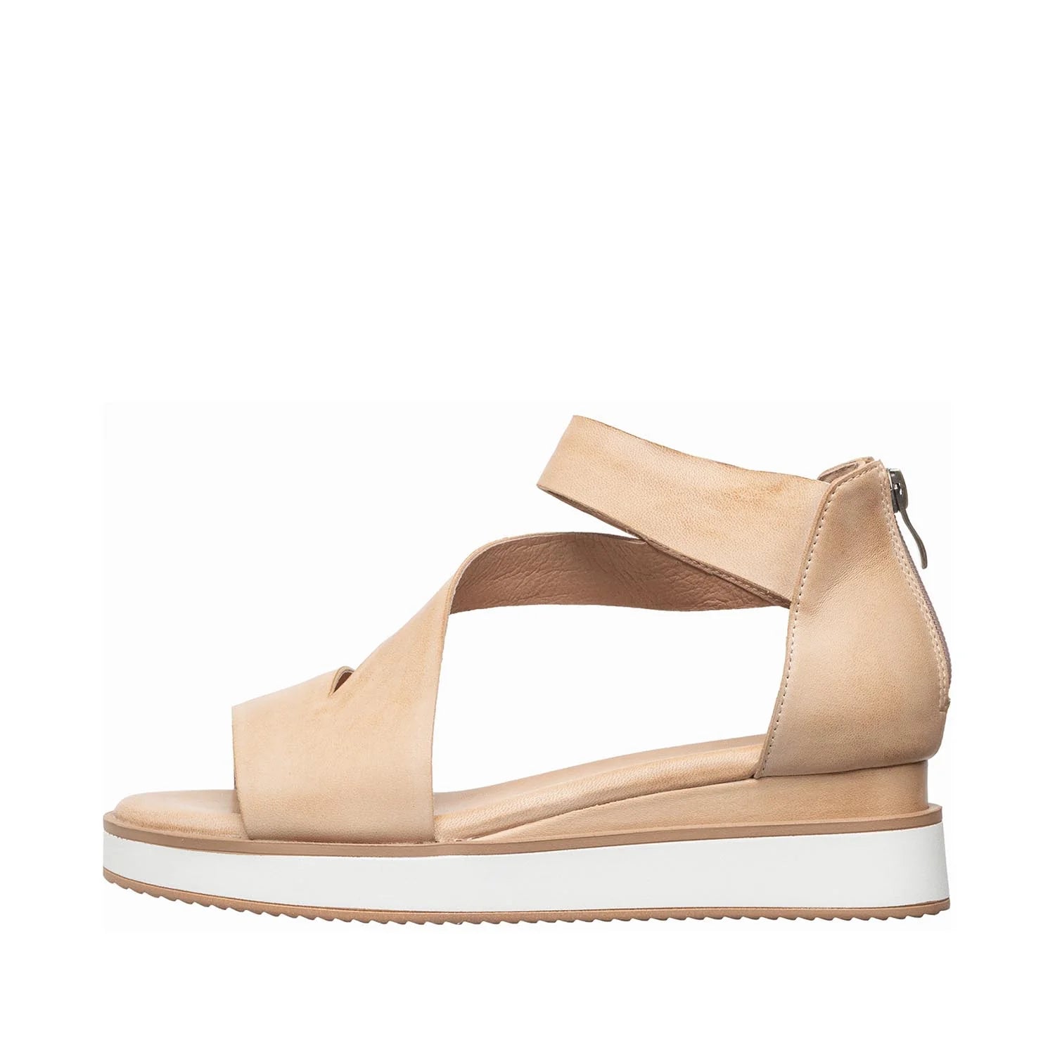 Beige sandal with a white sole on a white background