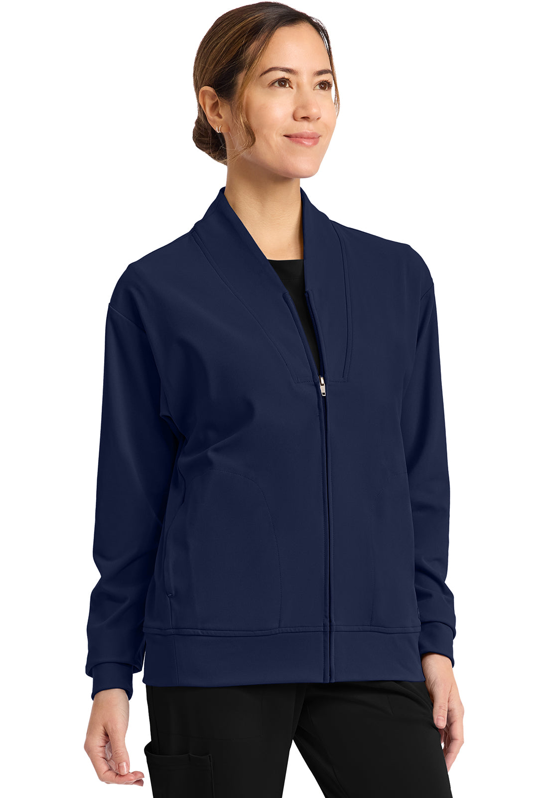 Cherokee 2-Pocket Shawl Collar Warm Up Scrub Jacket Women's 2