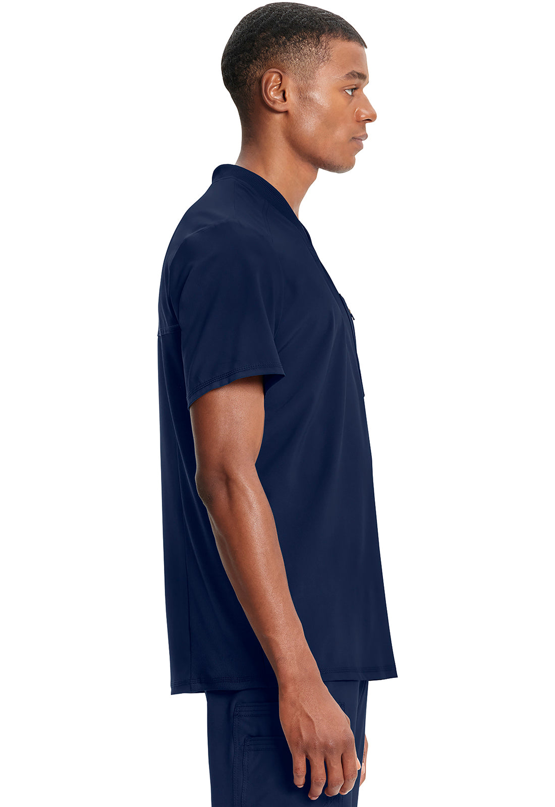 Cherokee V-Neck Knit Panel Solid Scrub Top Men's 7
