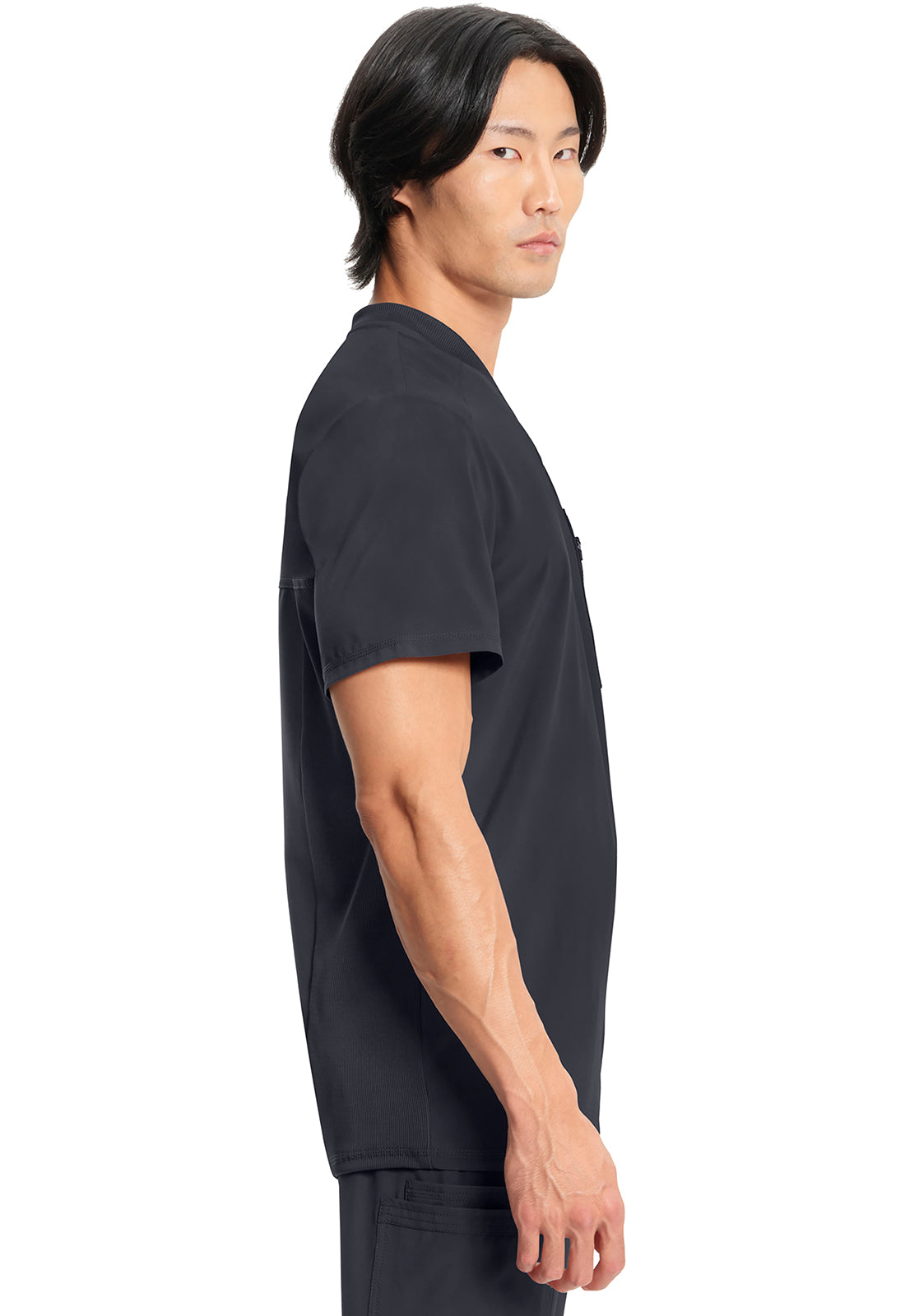Cherokee V-Neck Knit Panel Solid Scrub Top Men's 3
